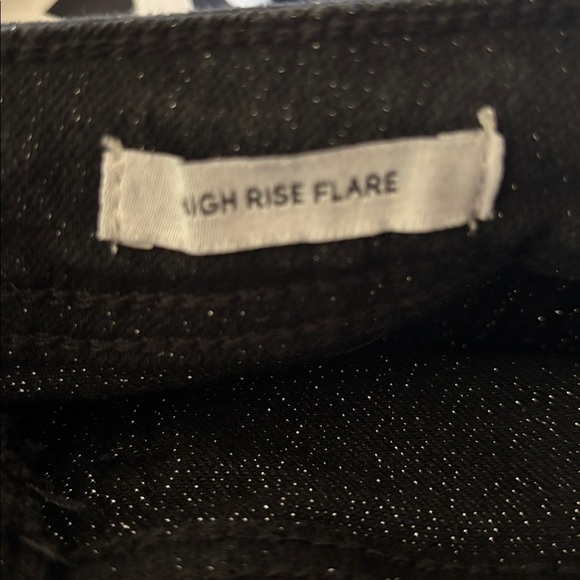 Forever 21 Juniors Black Glitter Cargo High Rise Flare Leg Jean 29X32” Stretch - Picture 6 of 8